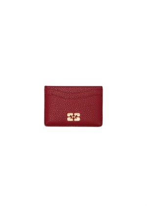 Card holder grained Gold Red Dahlia B3010044 Ganni 